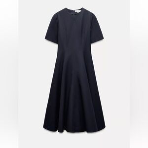 Zara Godets Midi Dress ZW Collection (Navy, L)